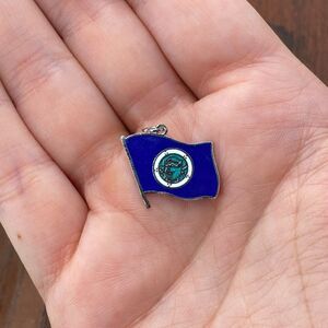 Vintage 925 Sterling Silver Enamel Minnesota State Flag Pendant Bracelet Charm